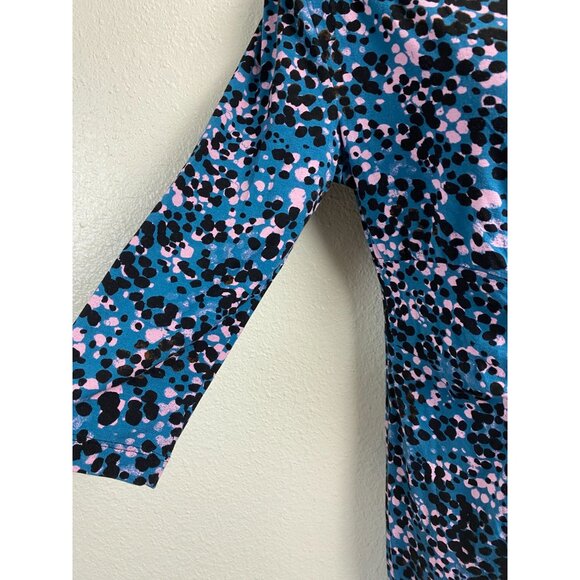 Seraphine Blue Abstract Maternity Dress Women Size 4 3/4 Sleeve Jersey Stretch - Picture 12 of 16